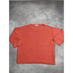 Kinross Sweater Womens Large Coral 100% Linen Short‎ Sleeve Crewneck Pullover